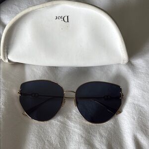 Dior Gold and Blue Aviator Sunglasses